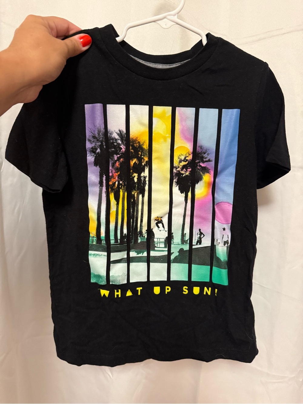 Old Navy Black Tee with Sunset Palm Graphic